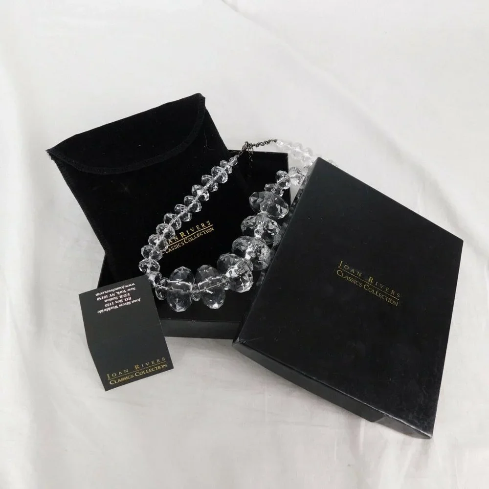 Joan Rivers Classics Collection Costume Necklace Clear Acrylic Faceted Lg Bead - Picture 6 of 8